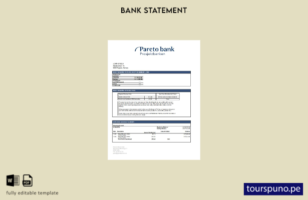 listo para imprimir plantilla de Word   extracto bancario de Pareto de Noruega